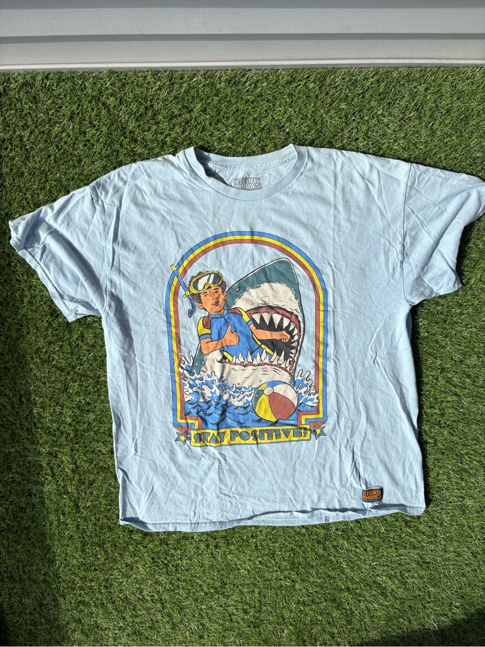 Stay Positive Light Blue Graphic Tee